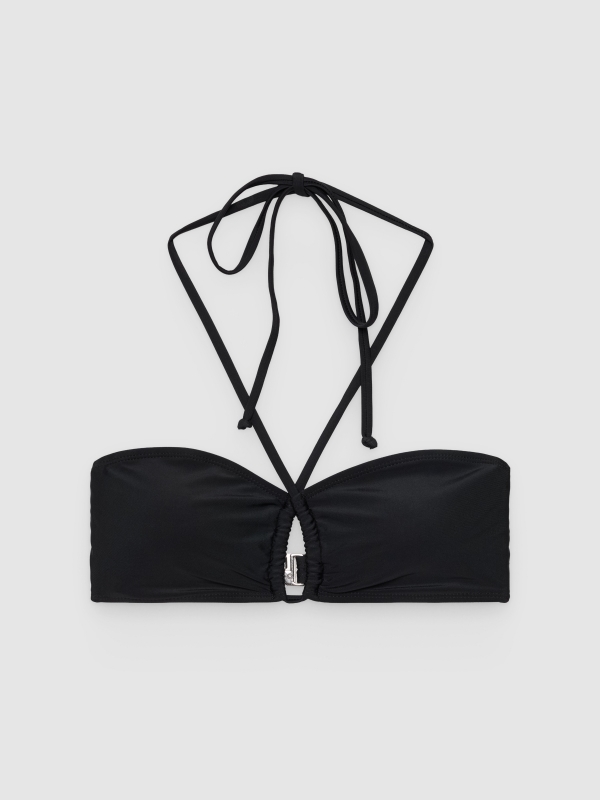  Top bikini bandeau cut out black front view