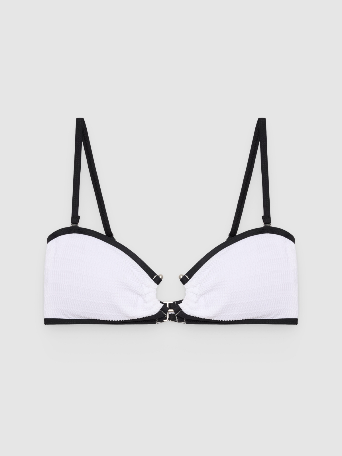 %Pto% Top de biquíni bandeau com miçangas branco vista frontal