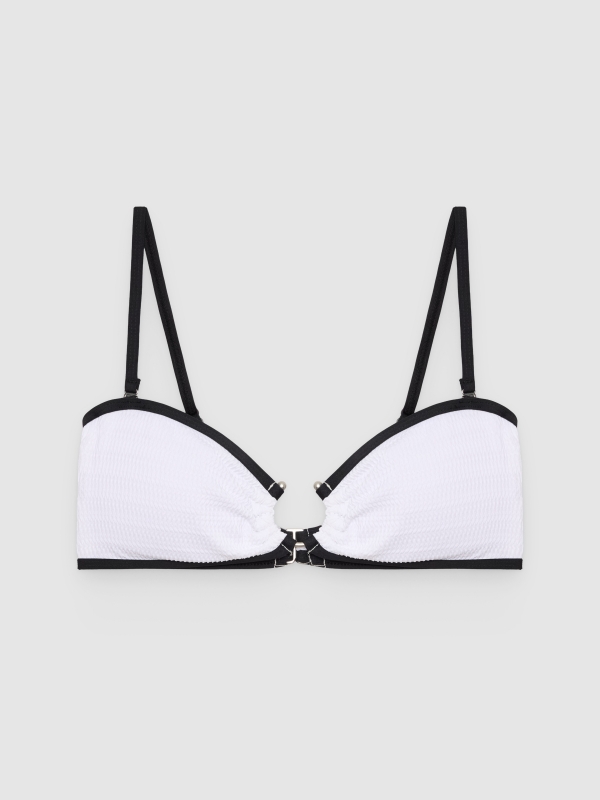  Beaded bandeau bikini top white front view