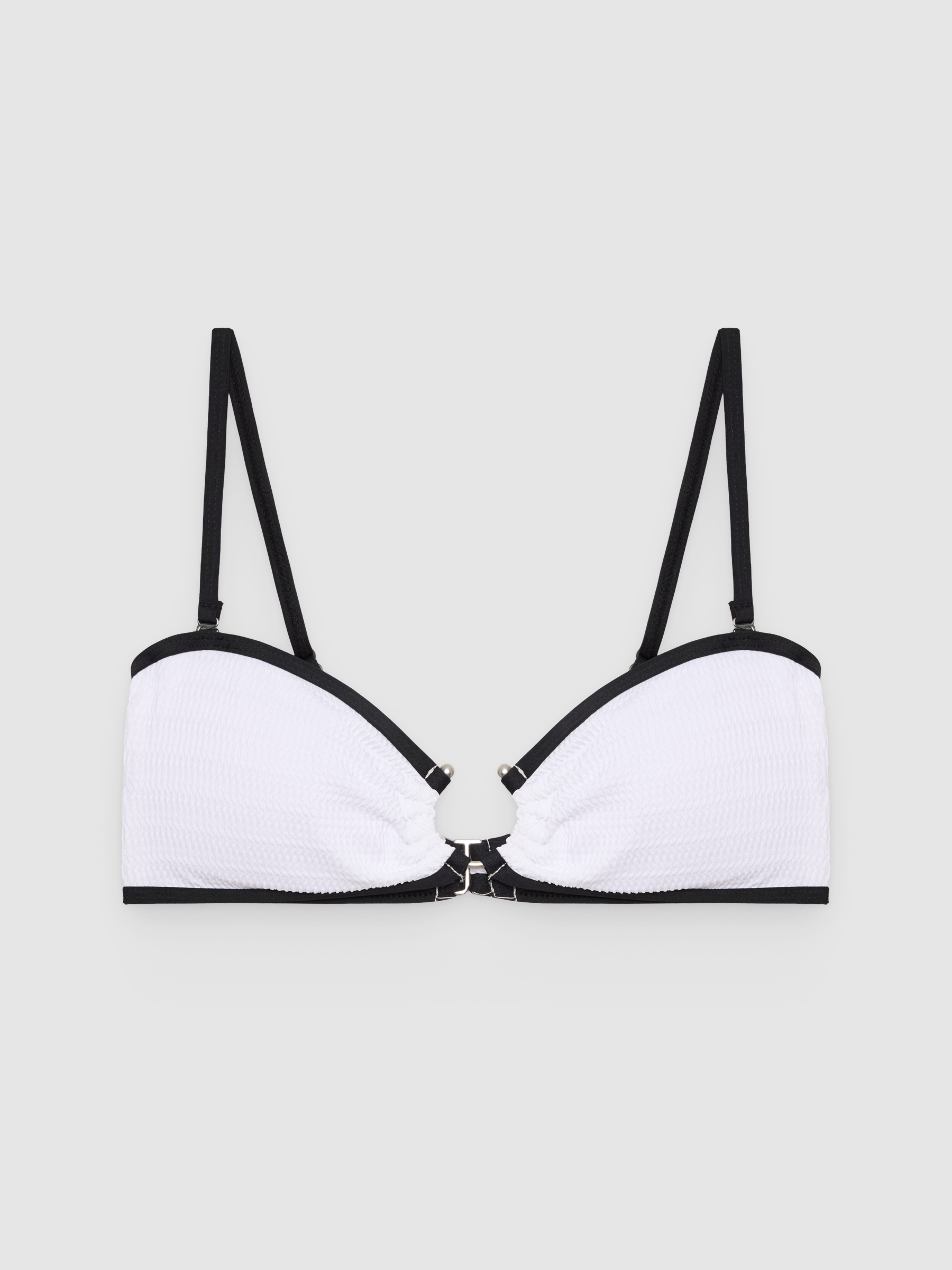%Pto% Beaded bandeau bikini top white front view