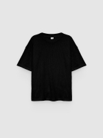 %Pto% Oversized basic ribbed T-shirt black front view