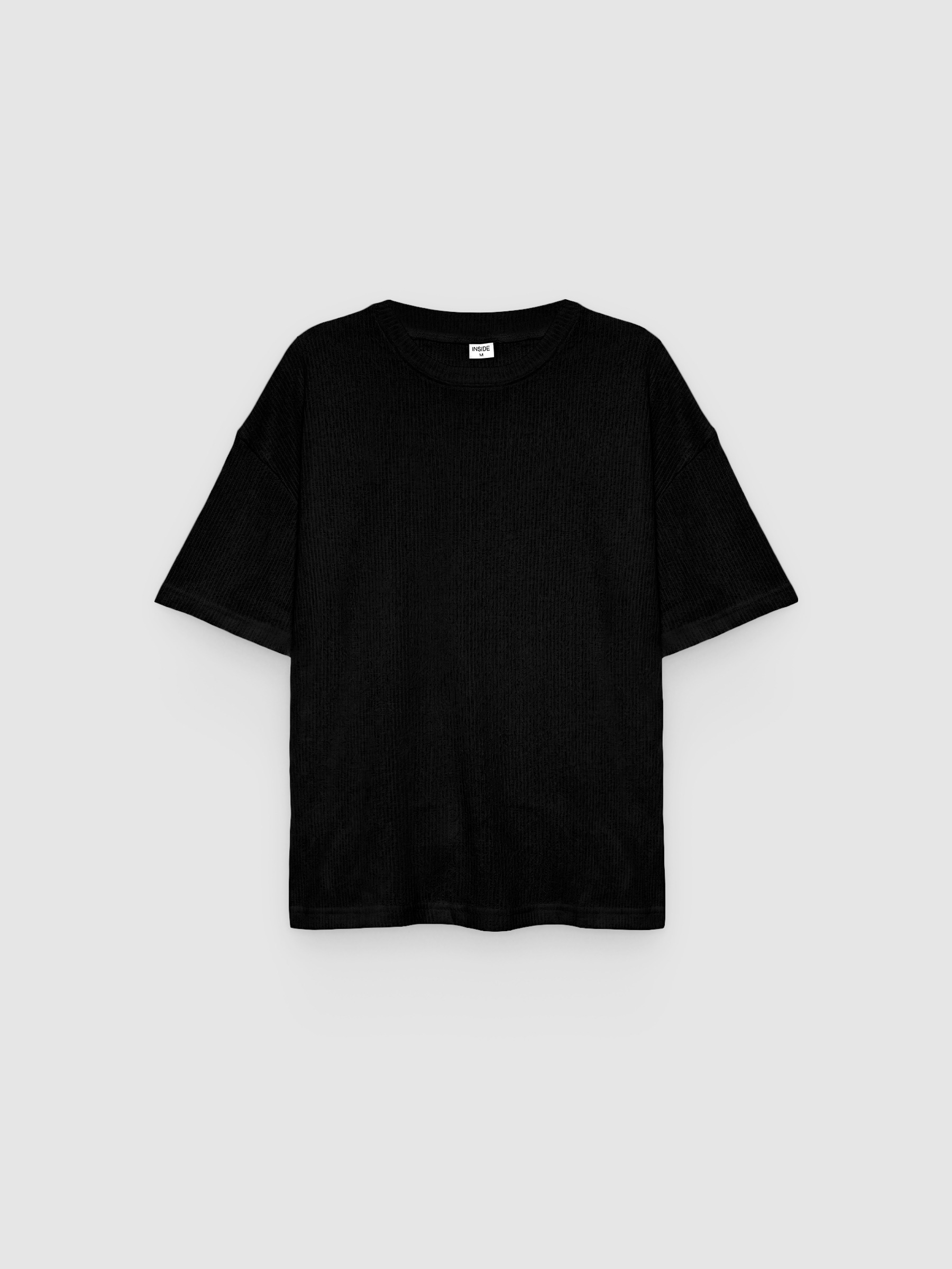 Camiseta básica canalé oversize negro vista media frontal