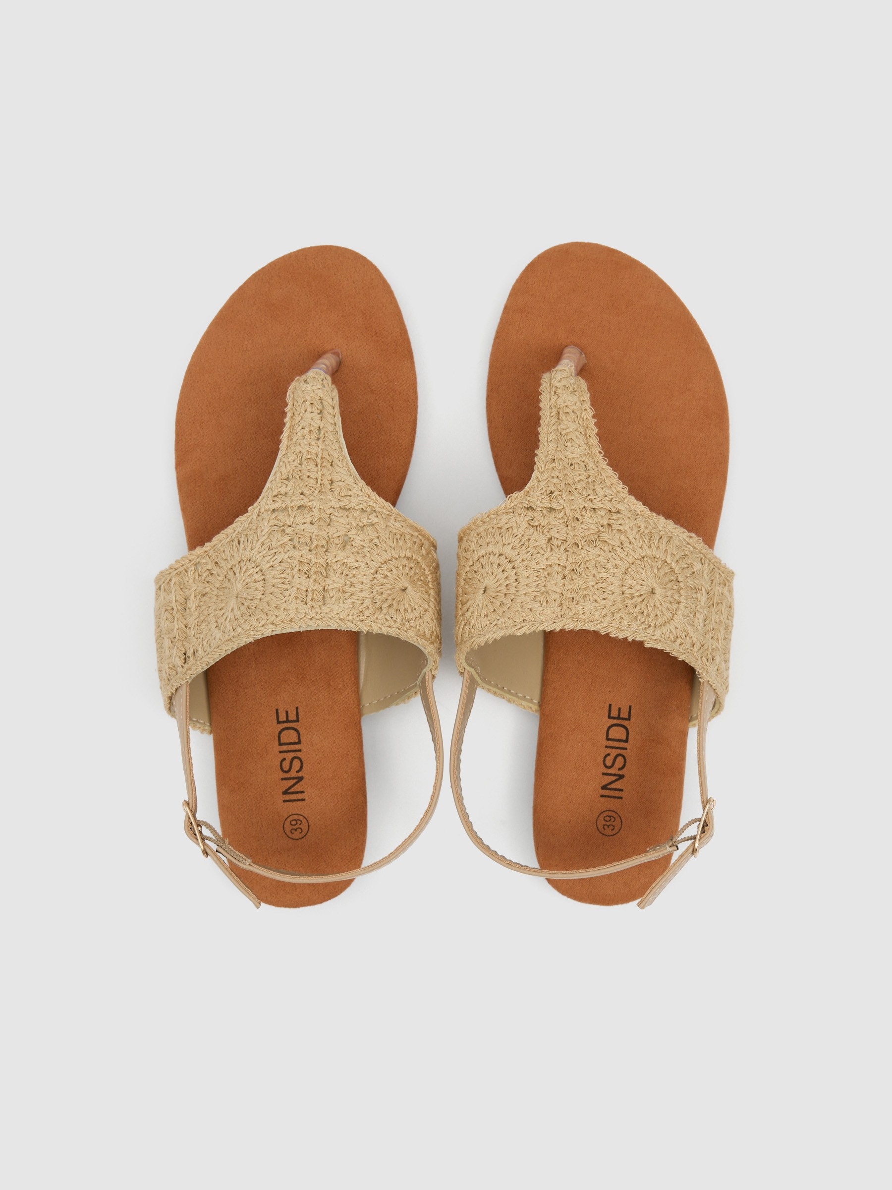 Sandalia crochet dedo lona