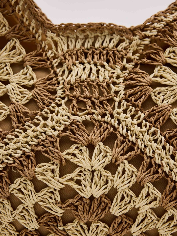 Braided raffia shoulder bag brown back view