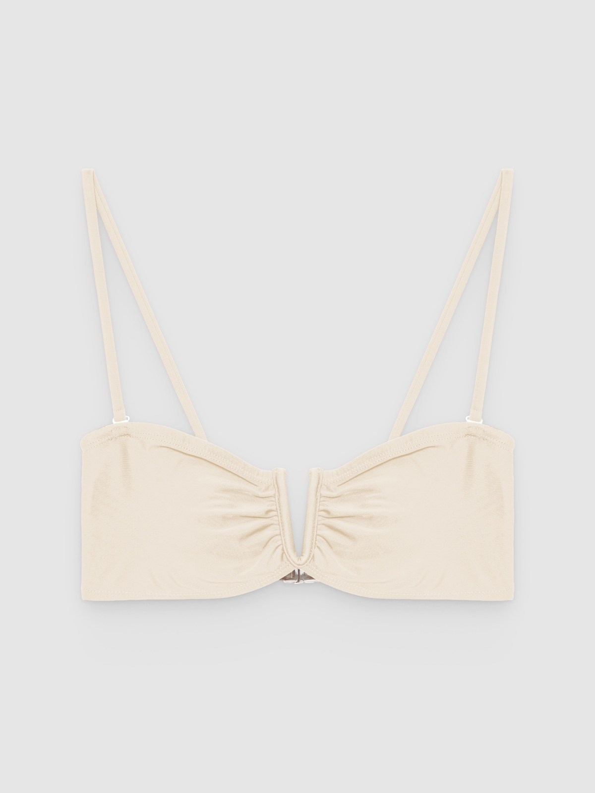 %Pto% Bandeau bikini top with buckle off white front view
