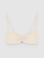 %Pto% Bandeau bikini top with buckle off white front view
