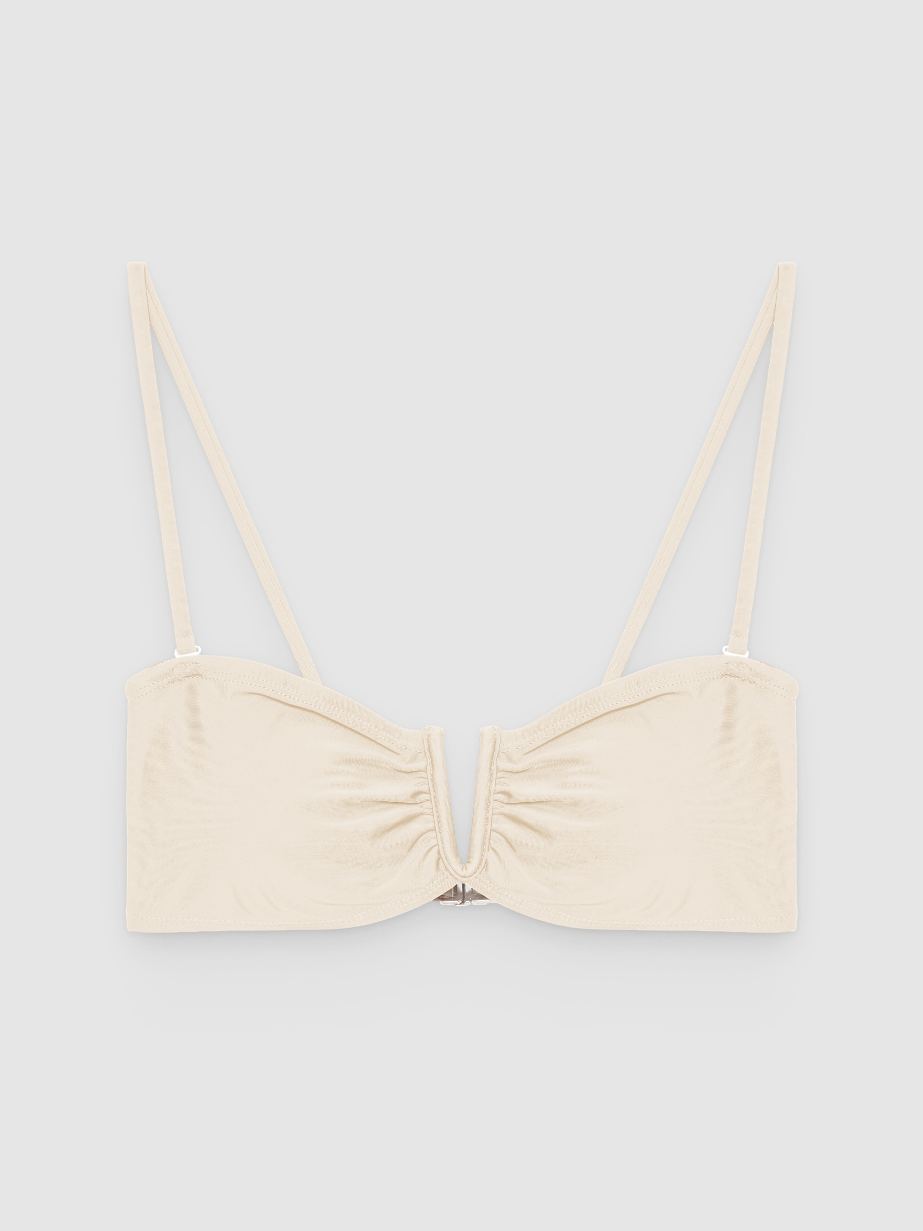  Bandeau bikini top with buckle off white front view