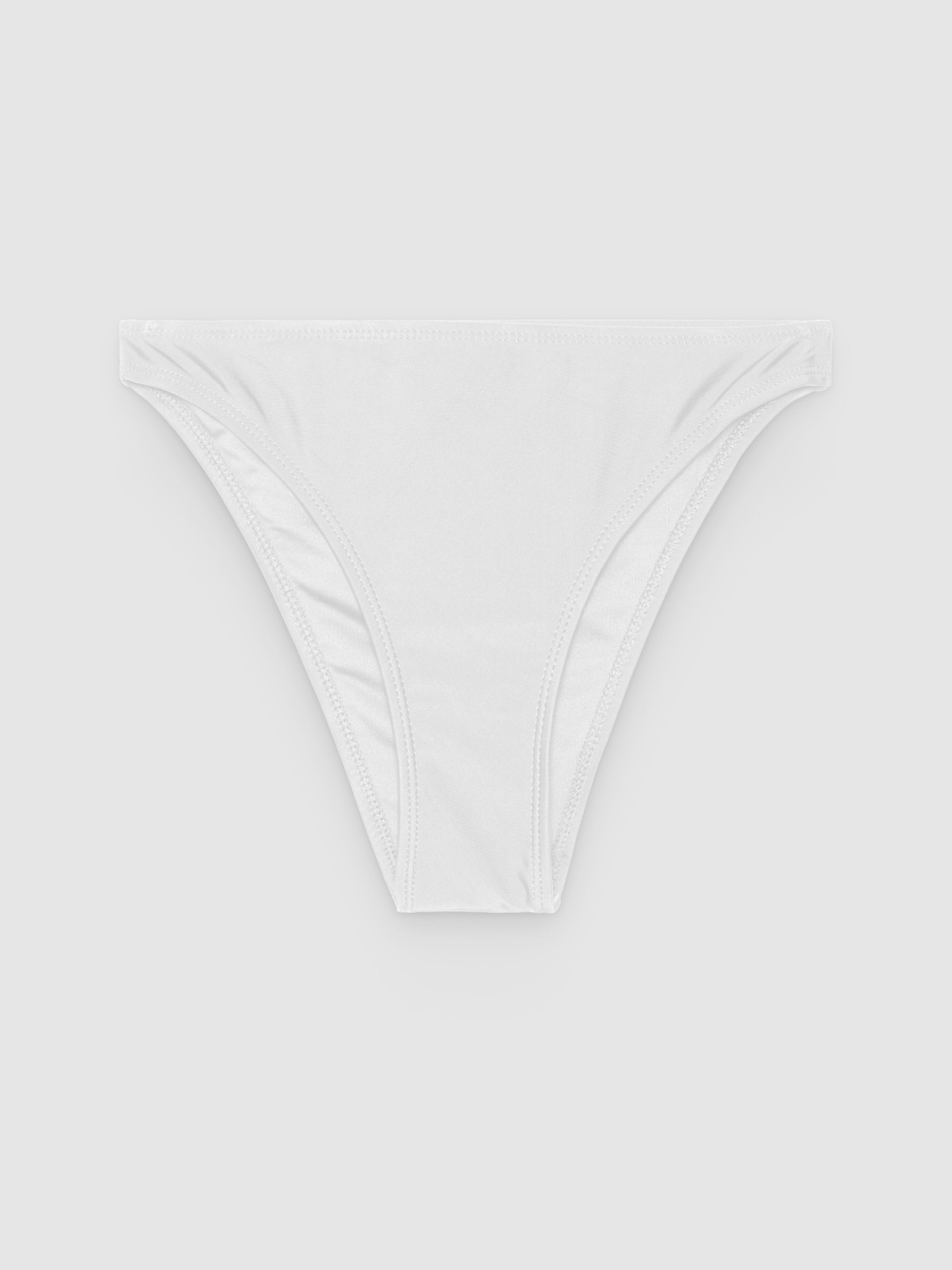 %Pto% Calcinha de biquíni brasileira de cintura média branco vista frontal