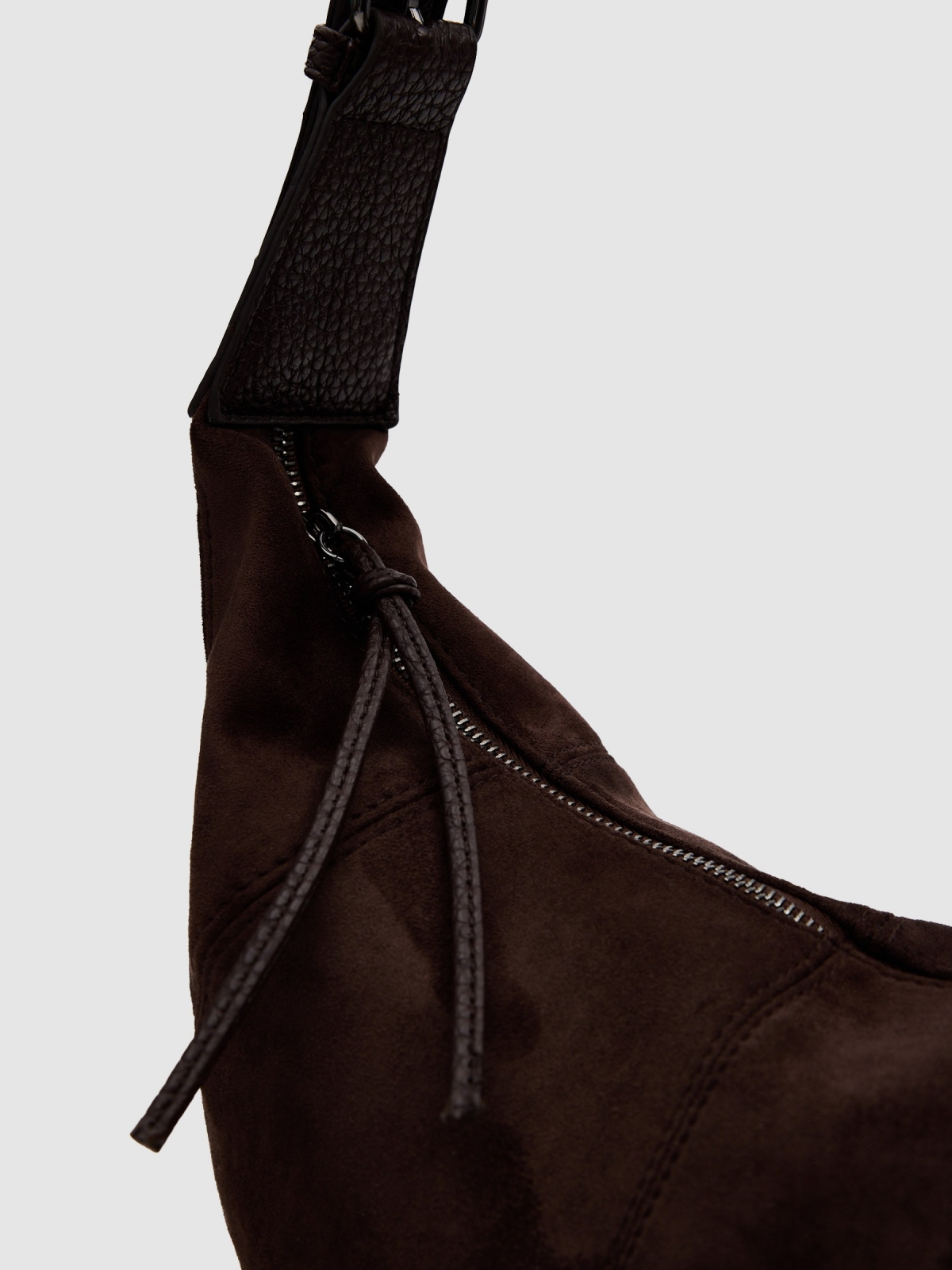 Crossbody bag with leather effect dark brown back view