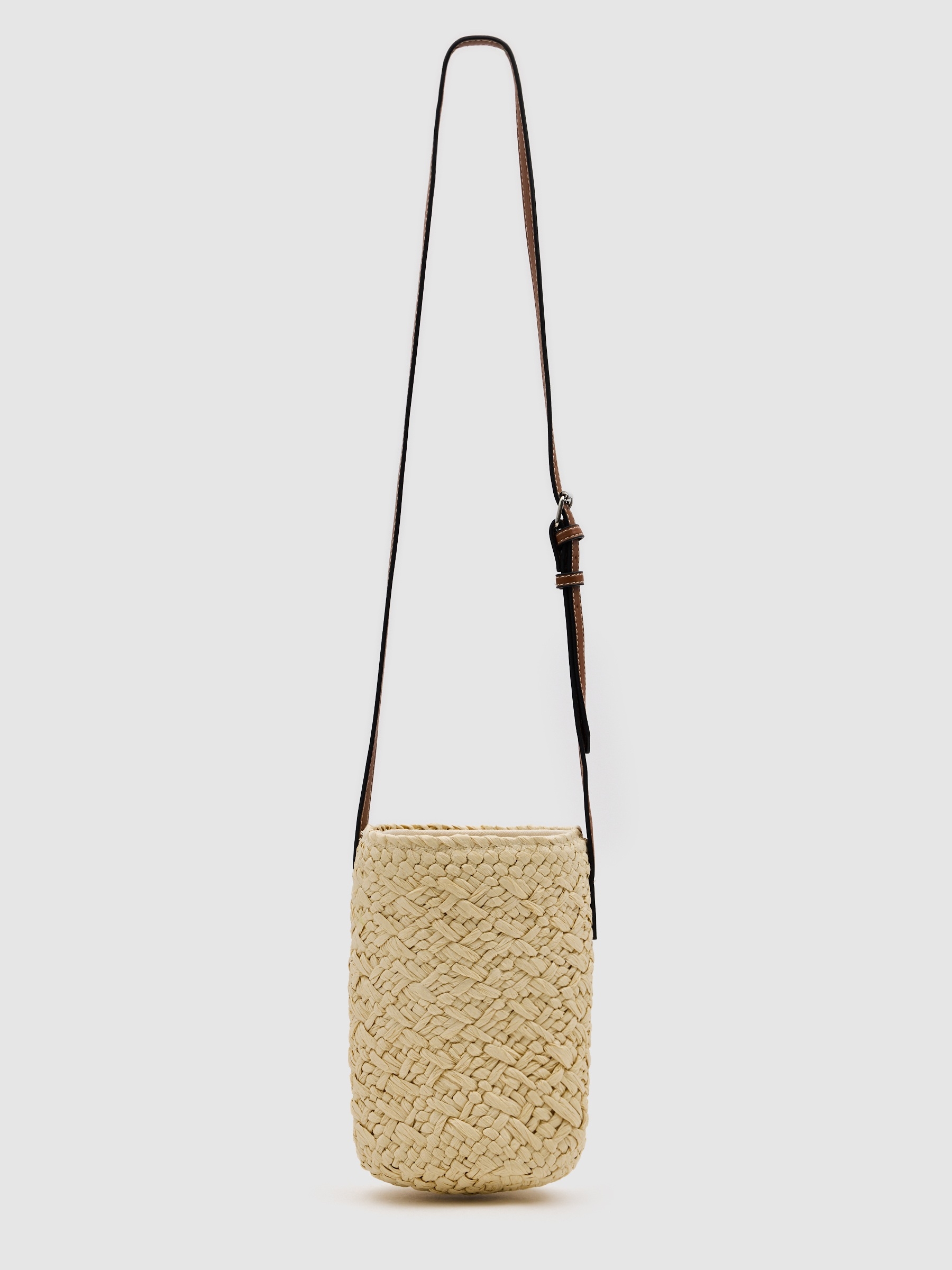 Jute basket bag beige front view