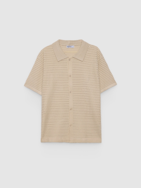  Camisa de punto con botones crudo vista frontal