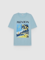 %Pto% Camiseta estampada Menton azul vista frontal