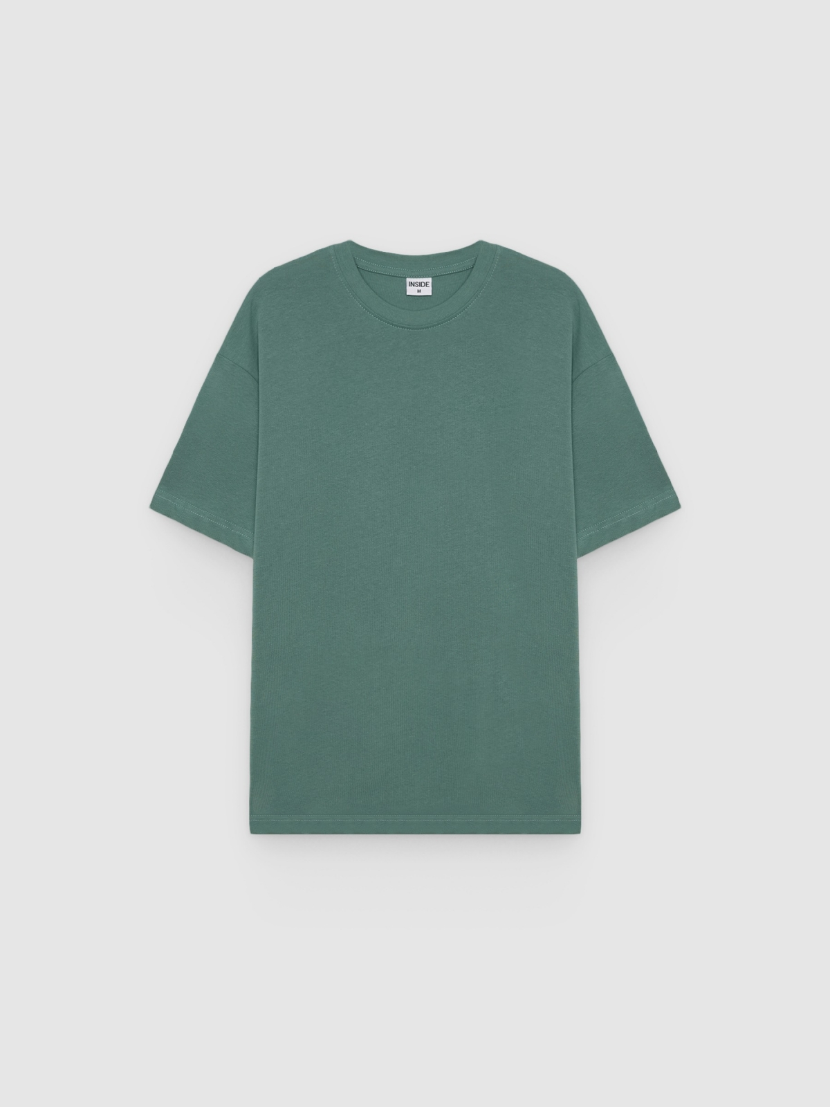 %Pto% Camiseta lisa de gola redonda verde vista frontal