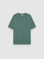%Pto% Camiseta lisa de gola redonda verde vista frontal