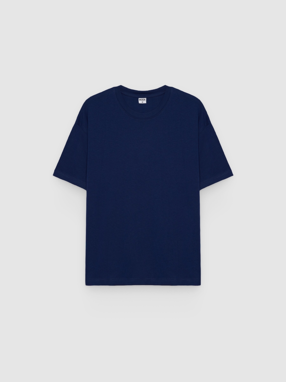 %Pto% Camiseta lisa de gola redonda azul vista frontal