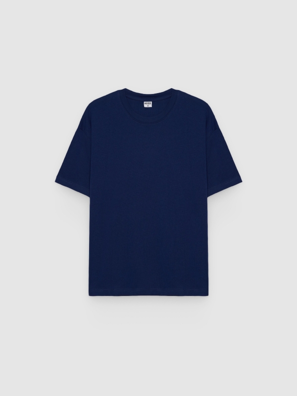  Camiseta lisa de cuello redondo azul vista frontal