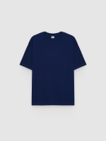 %Pto% Camiseta lisa de cuello redondo azul vista frontal