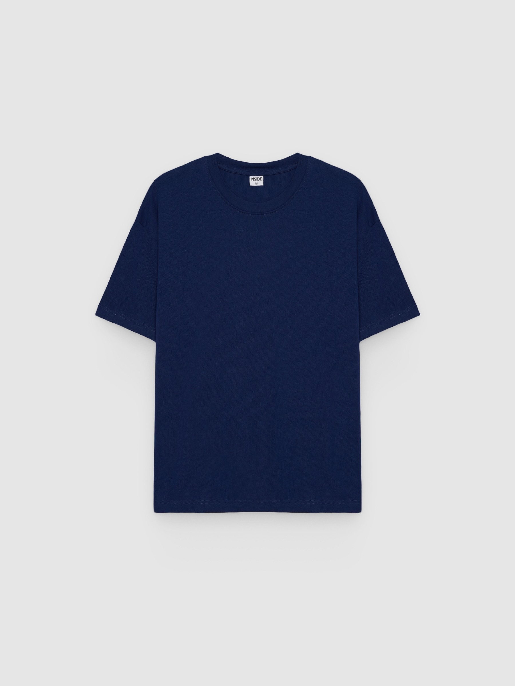 Plain round-neck T-shirt blue middle front view