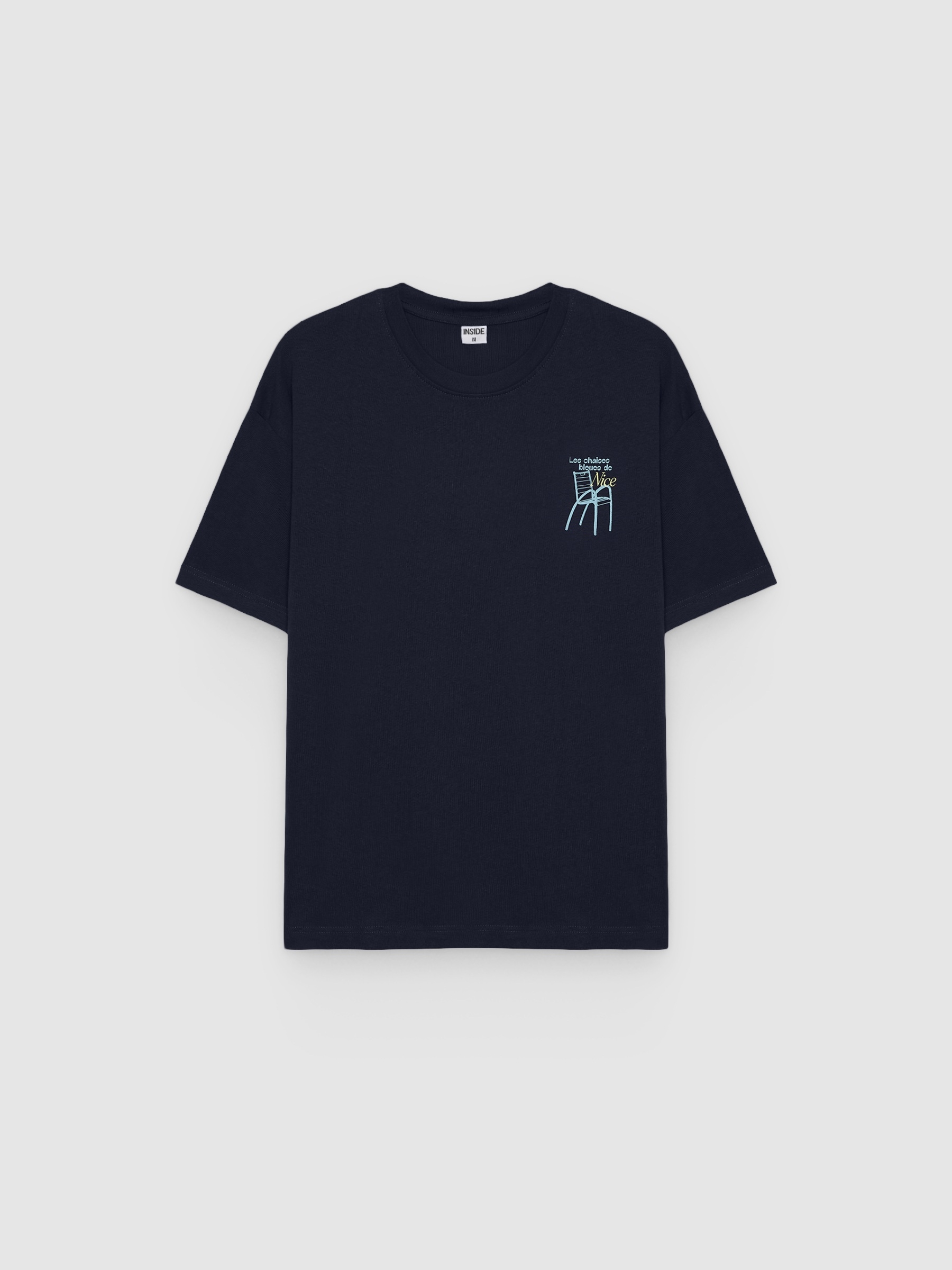 Camiseta manga corta silla azul marino vista media frontal