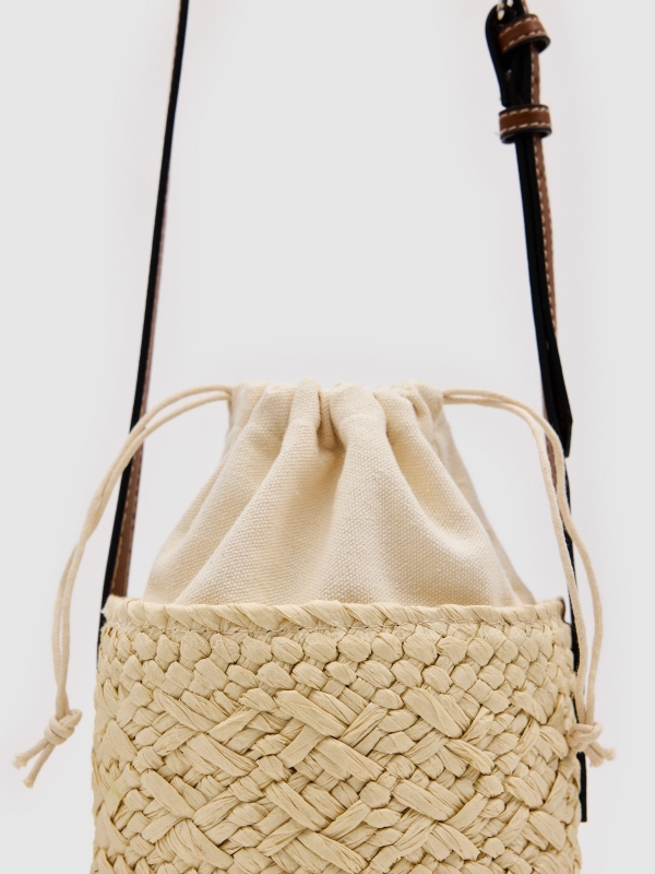 Jute basket bag beige 45º side view