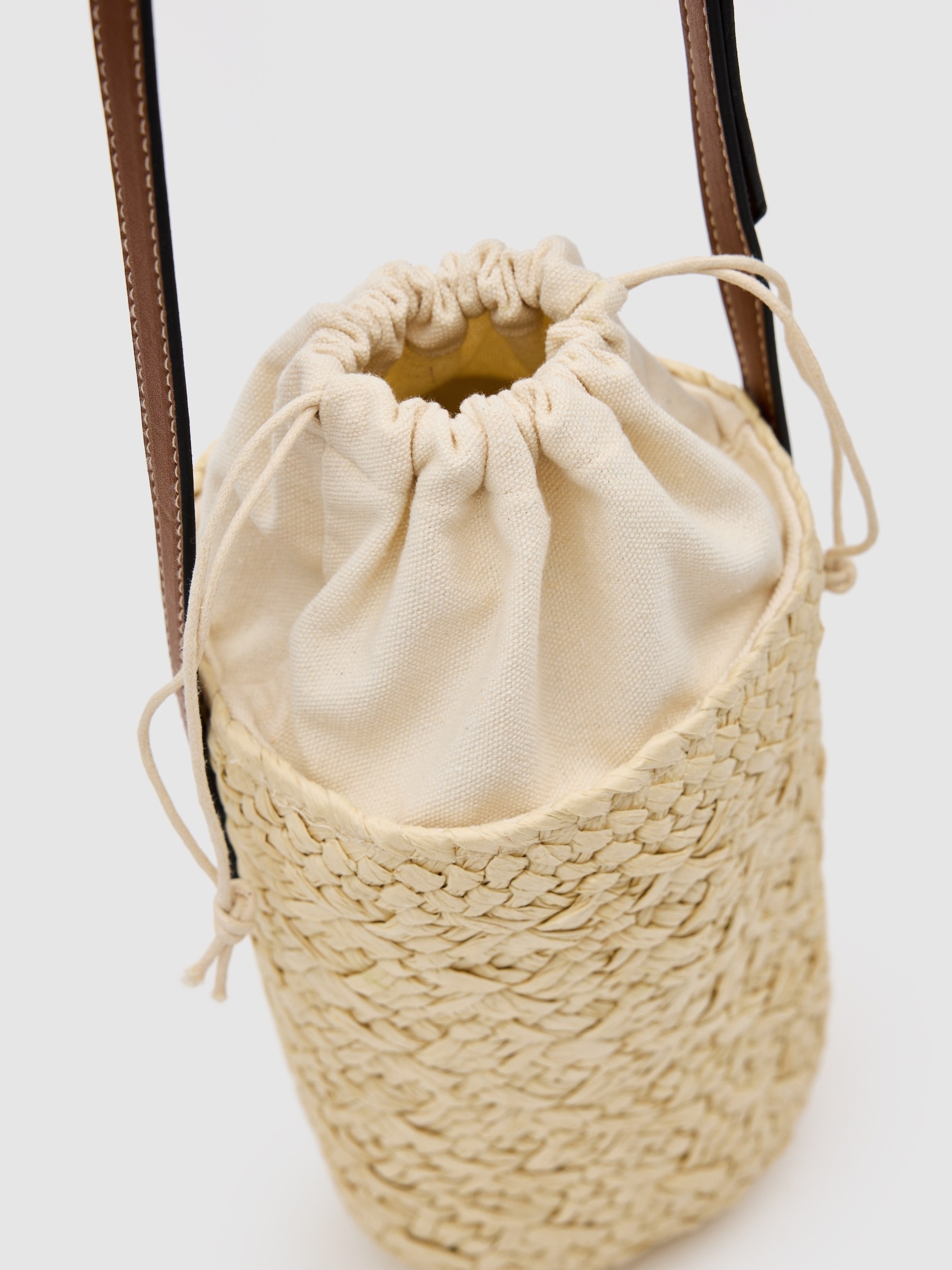 Jute basket bag beige front view