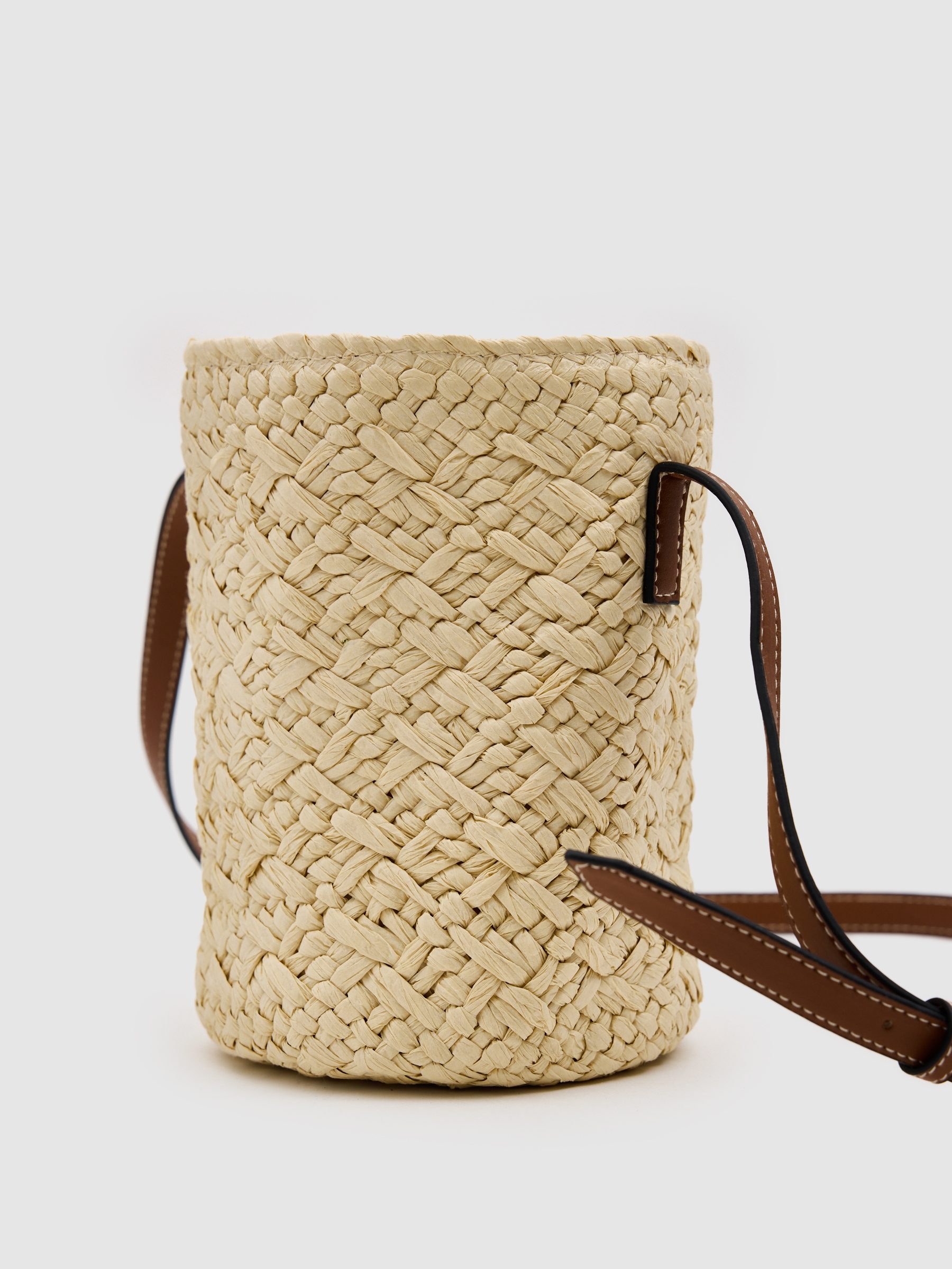 Bolso cesta yute beige vista general frontal