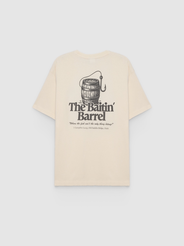 Camiseta Mensaje Casual crudo vista trasera