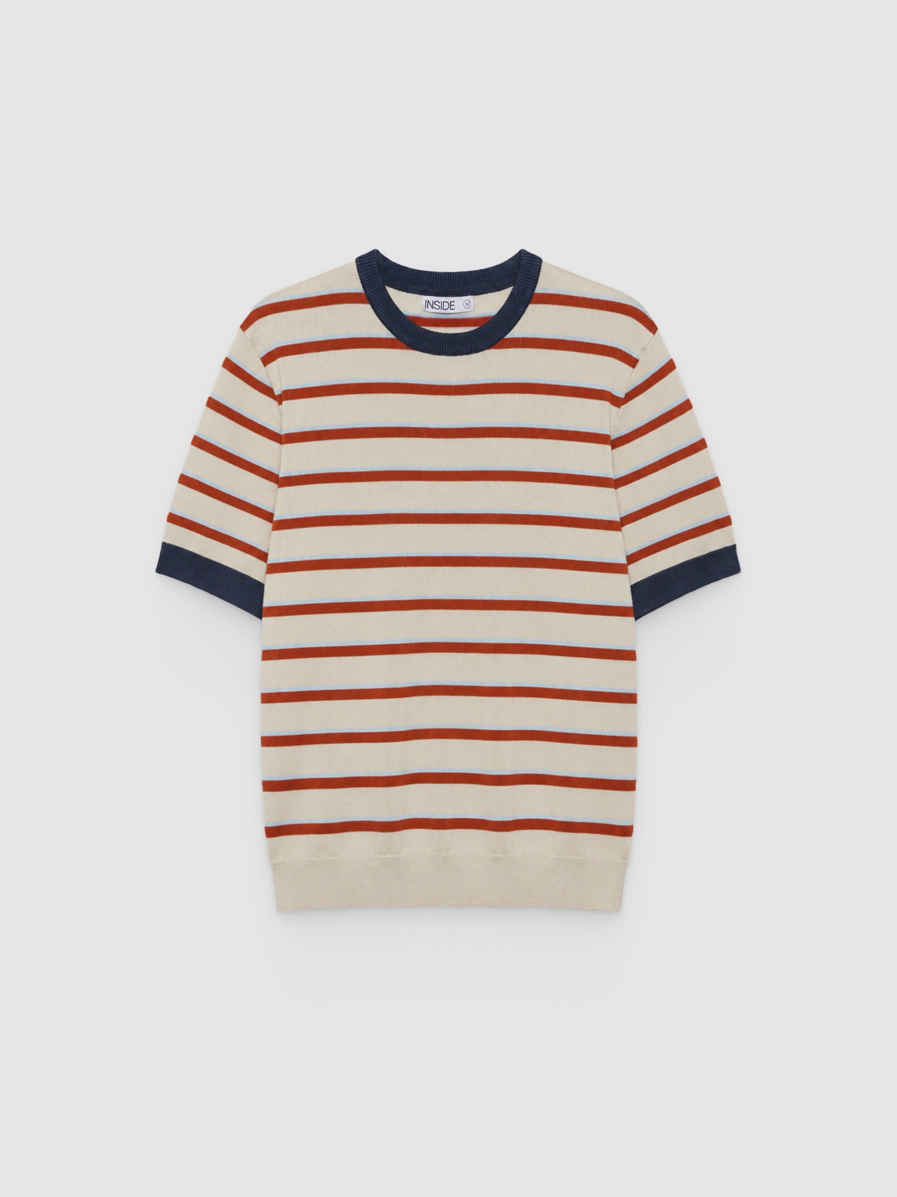 Camiseta rayas punto crudo vista media frontal