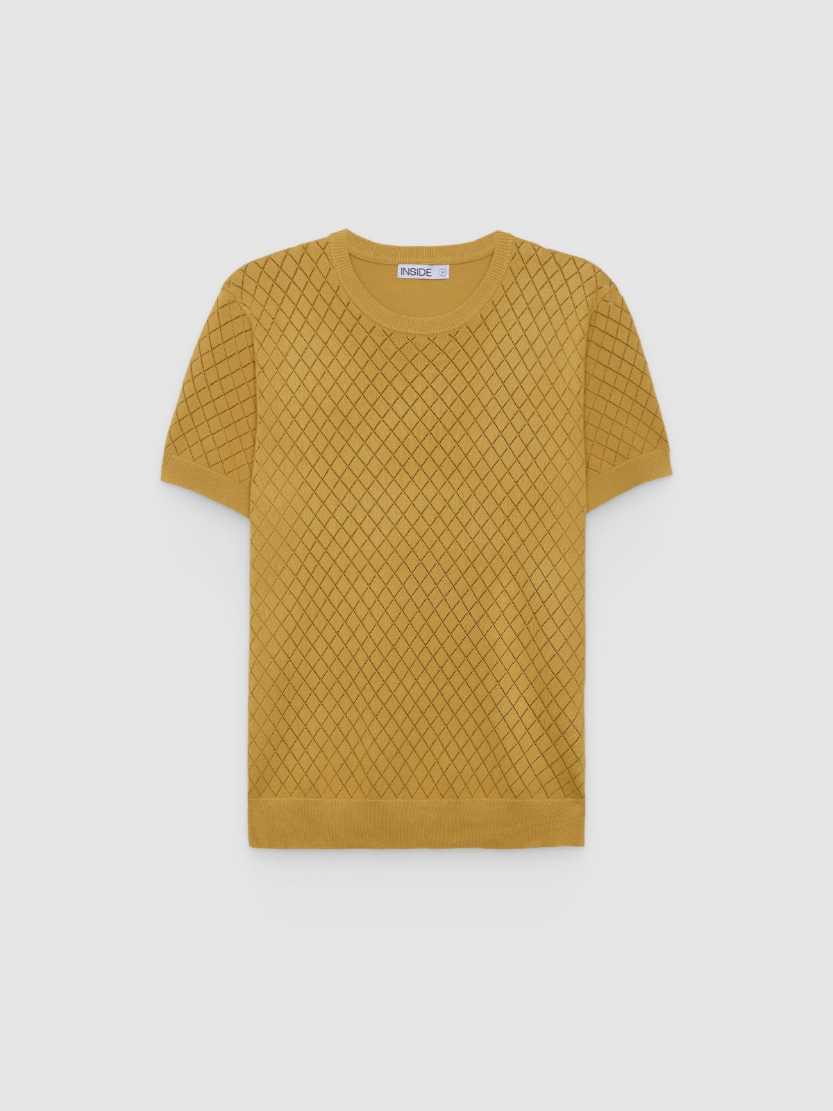 %Pto% Round neck knit t-shirt brown front view
