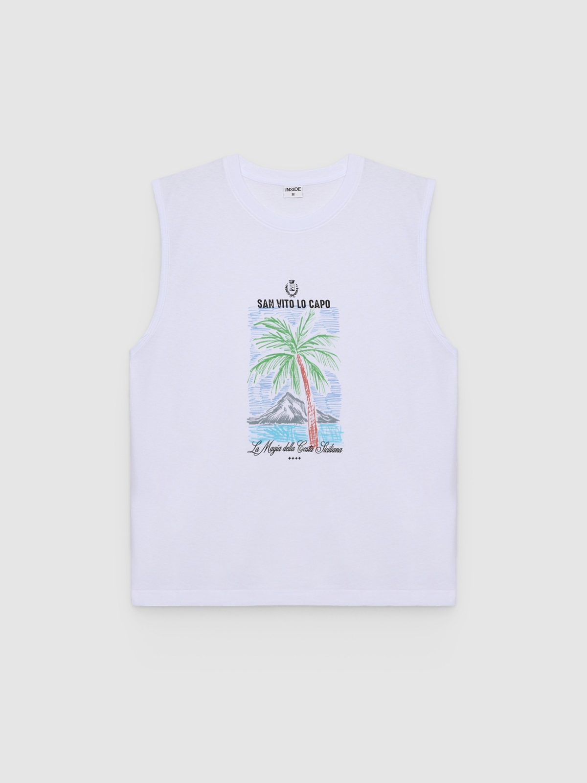 %Pto% Camiseta sin mangas tropical blanco vista frontal