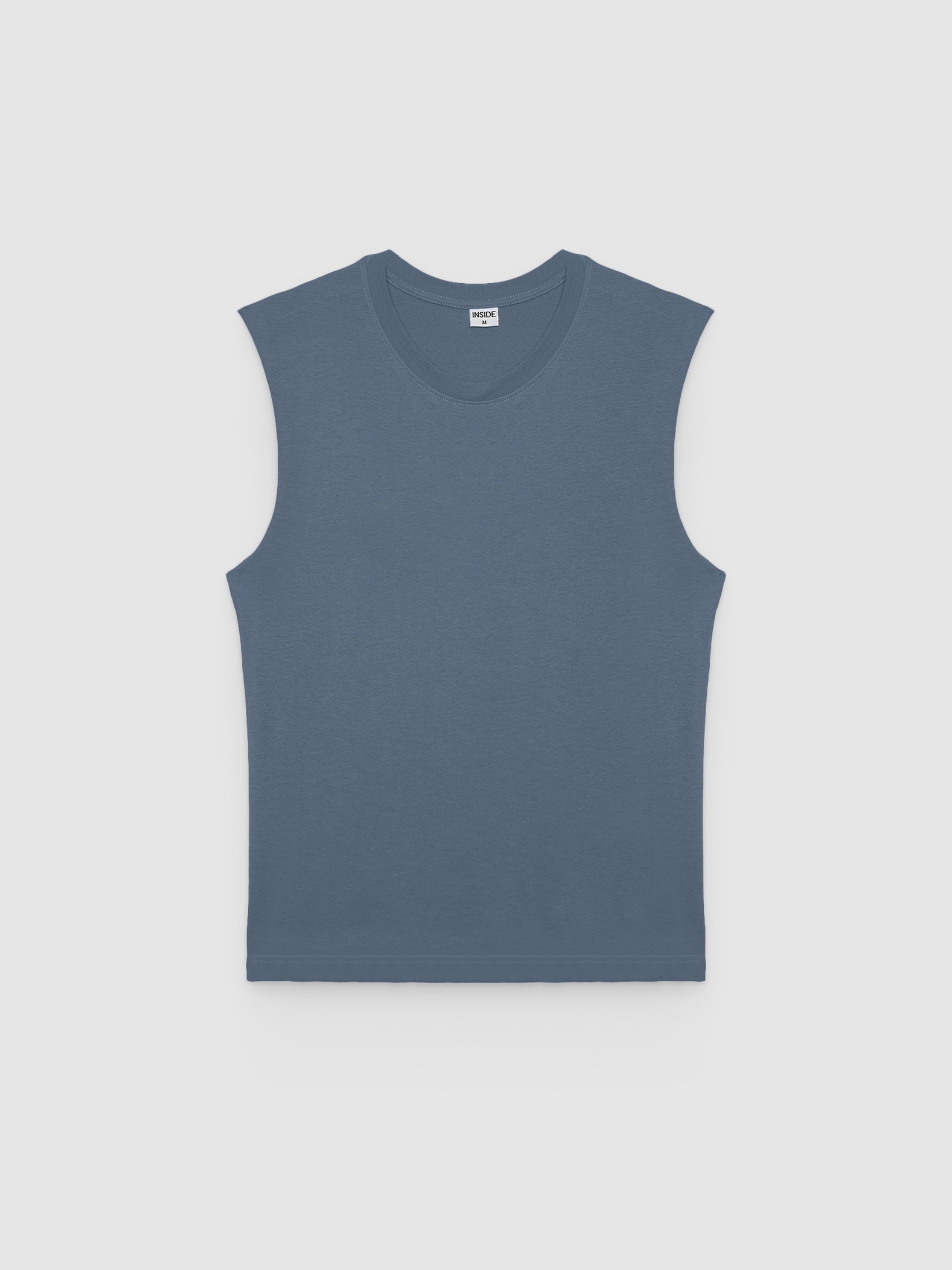 Camiseta básica sin mangas gris vista media frontal