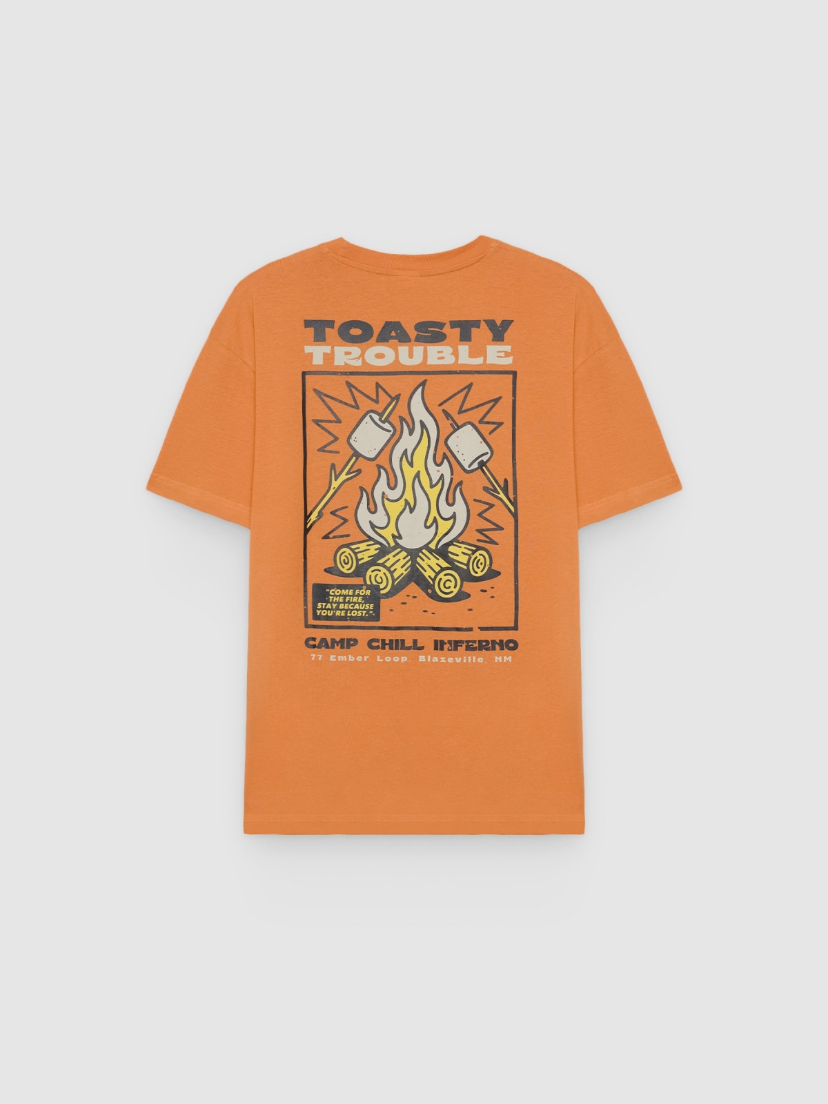 Short-sleeve T-shirt bonfire coral back view