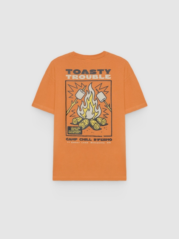 Camiseta de manga curta fogueira coral vista traseira
