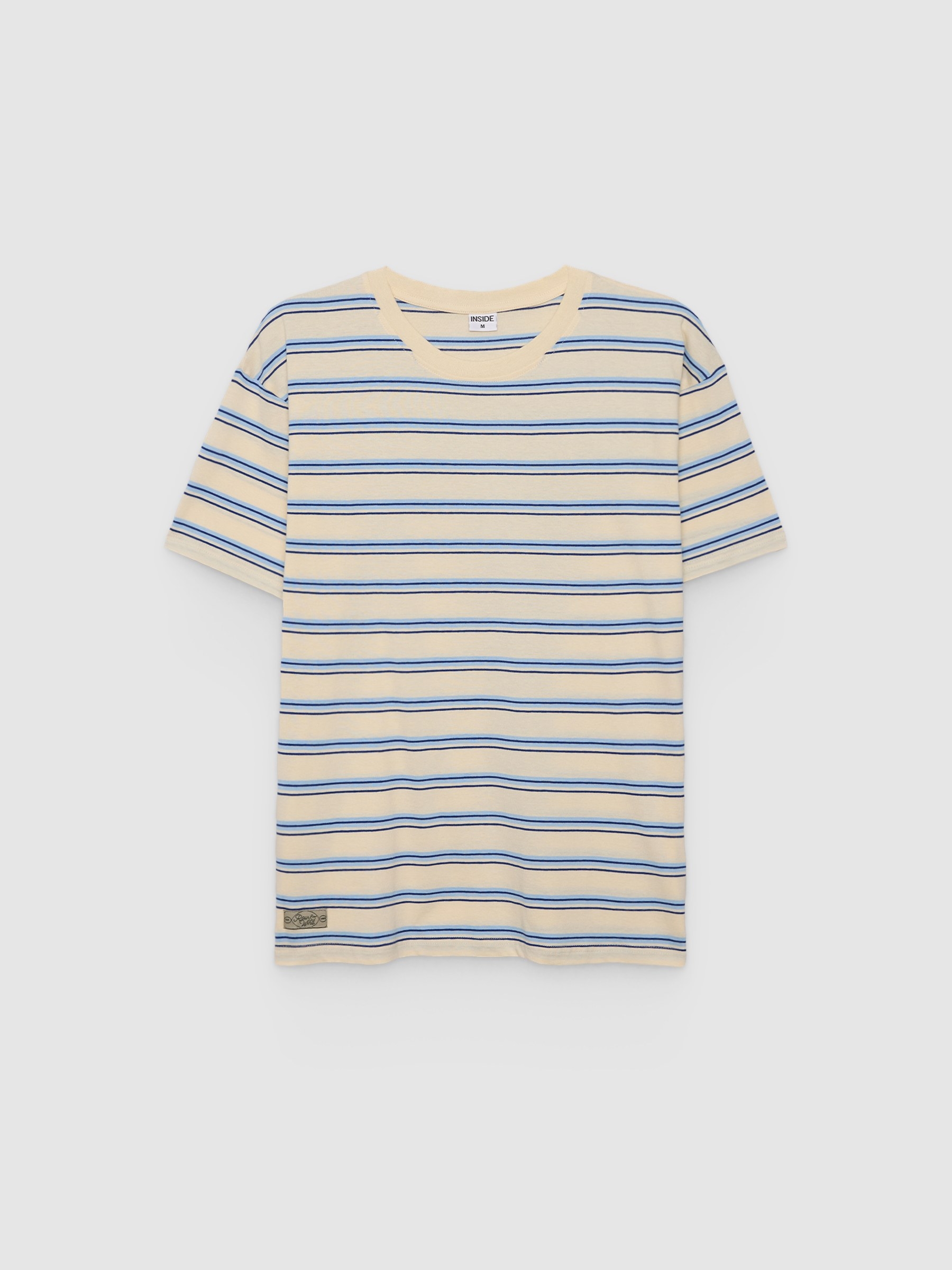 Short sleeve striped t-shirt off white middle front view