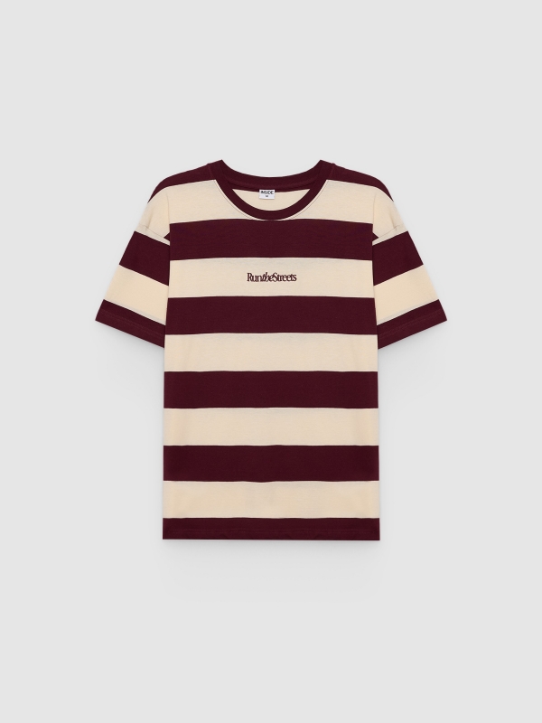  Camiseta rayas cuello redondo granate oscuro vista frontal