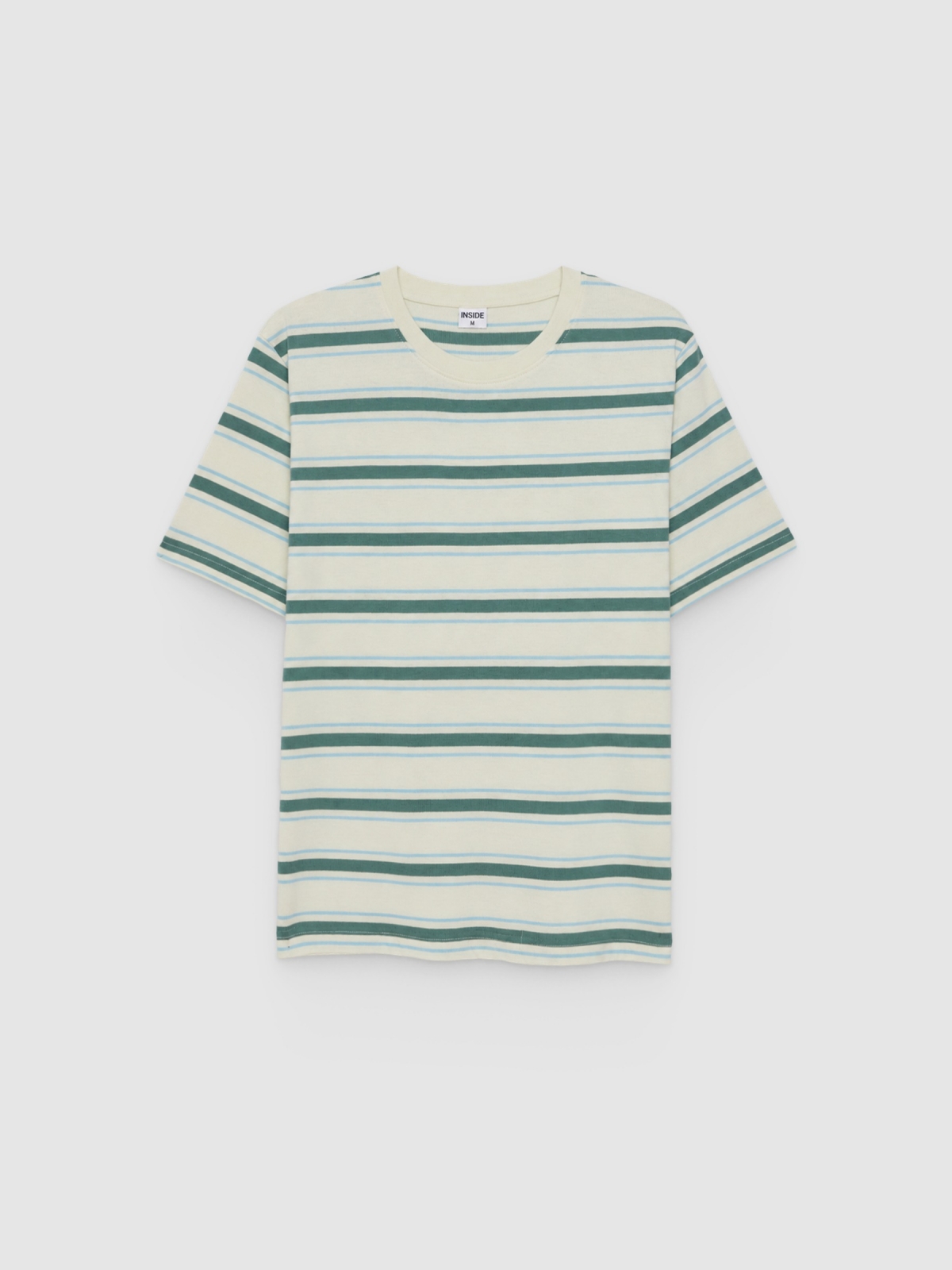 %Pto% Camiseta rayas casual verde claro vista frontal