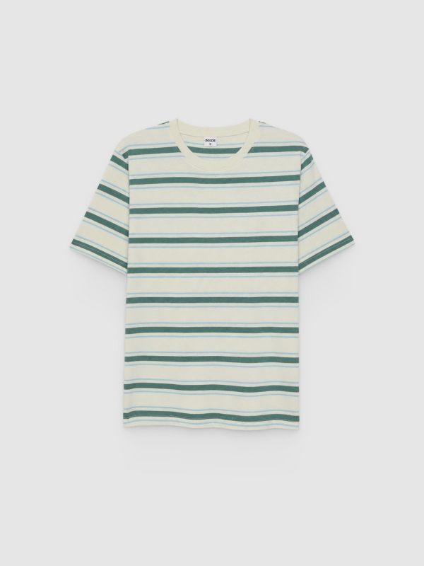  Camiseta rayas casual verde claro vista frontal