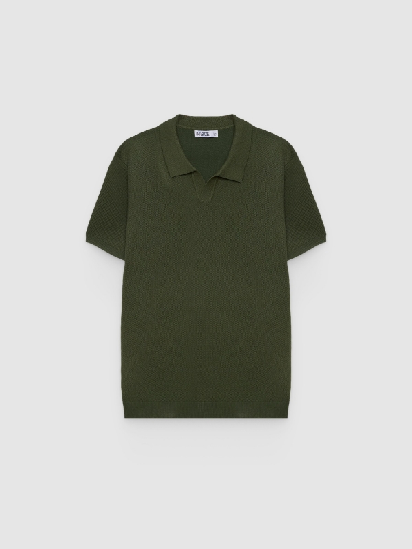  Polo básico de malha verde vista frontal