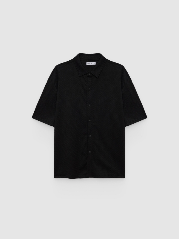 Camisa básica de punto con botones negro vista frontal