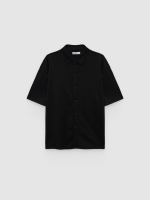 %Pto% Basic knit shirt with buttons black front view