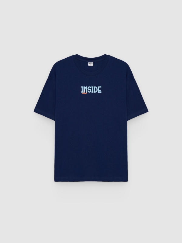  Printed T-shirt inside blue front view