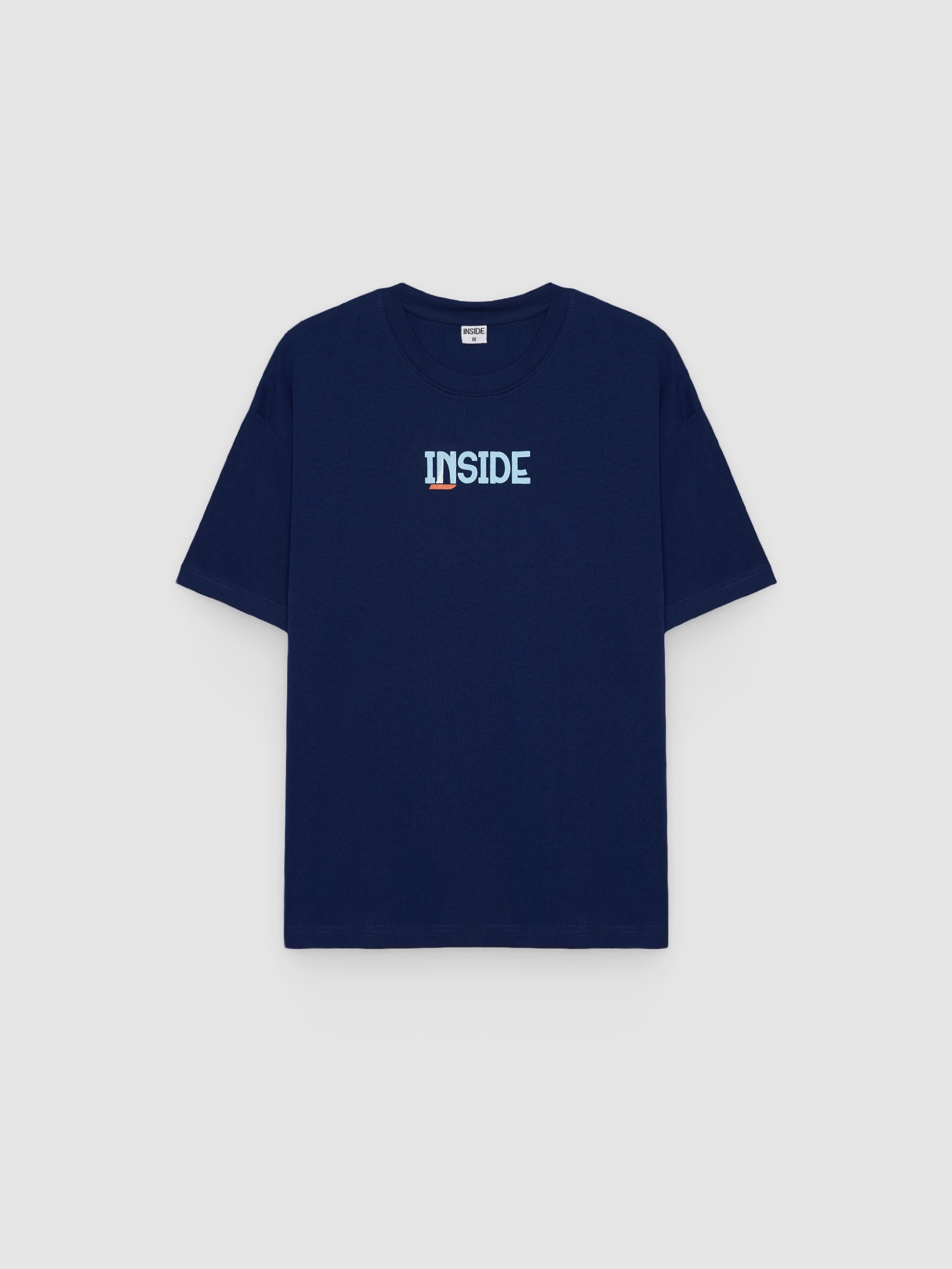 Printed T-shirt inside blue middle front view