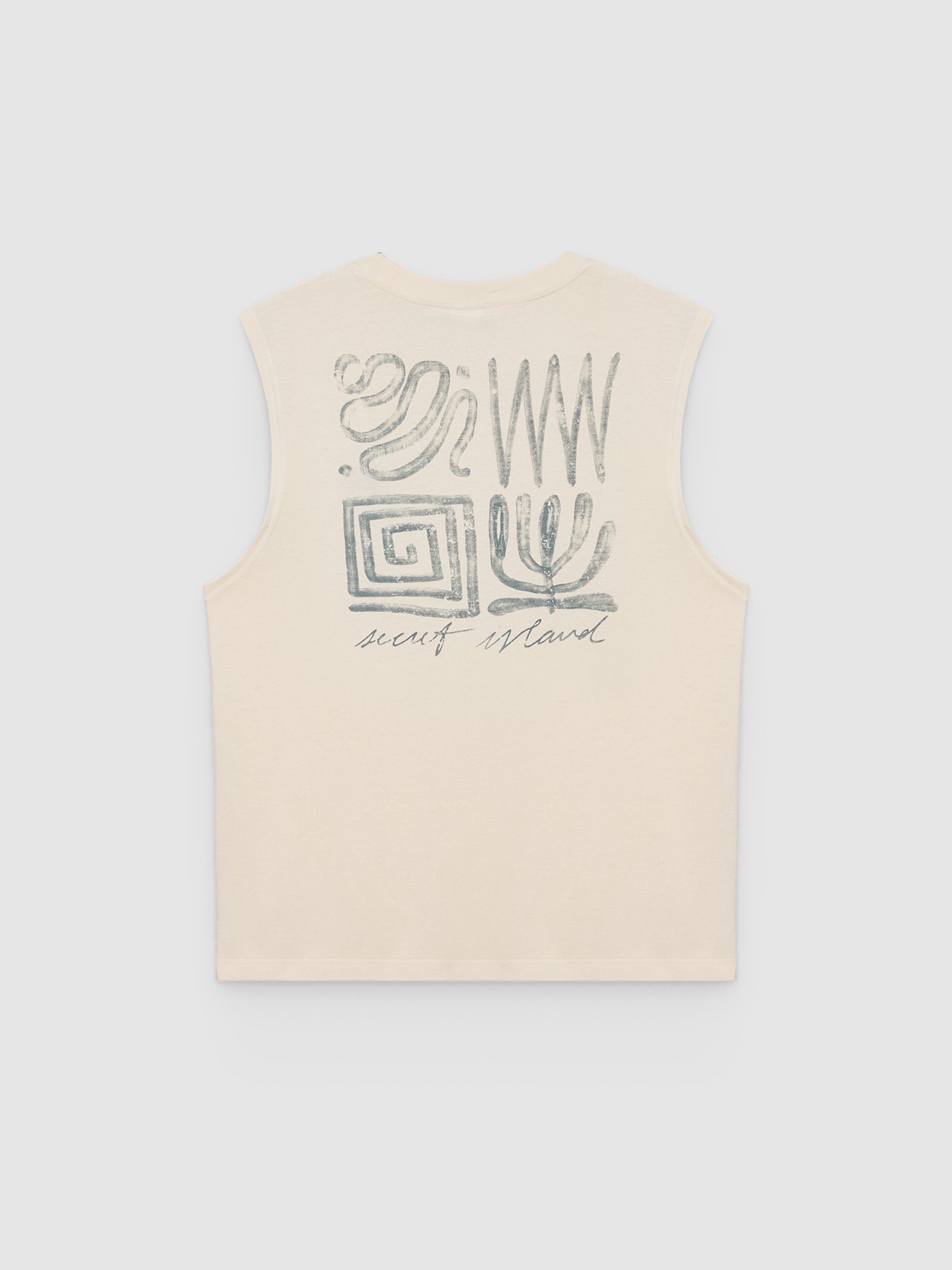 Sleeveless T-shirt with mini embroidery raw middle front view