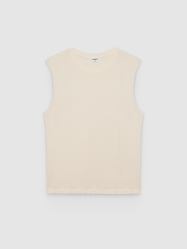  Camiseta básica sin mangas crudo vista frontal