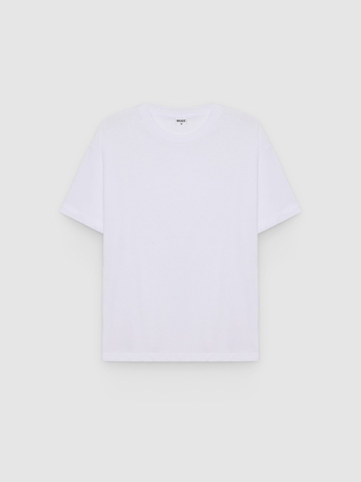 %Pto% Camiseta lisa de cuello redondo blanco vista frontal