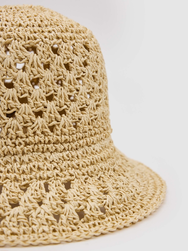Jute bucket hat beige front view