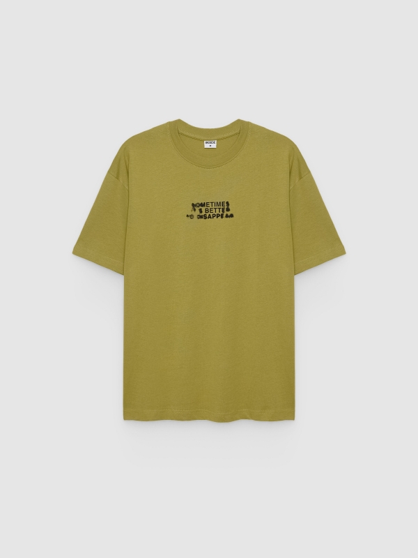 Camiseta Texto manga curta ocre vista frontal
