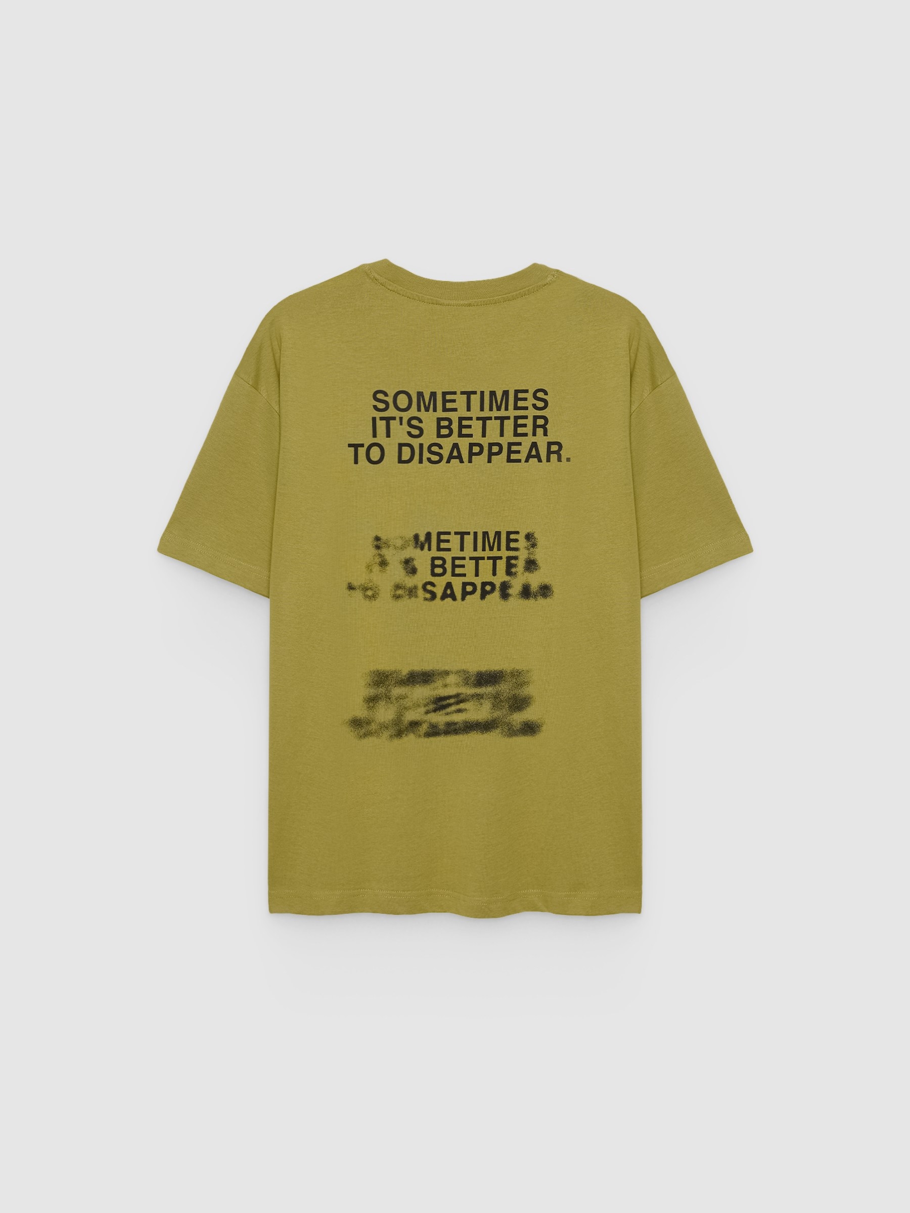 Camiseta Texto manga corta ocre vista media frontal
