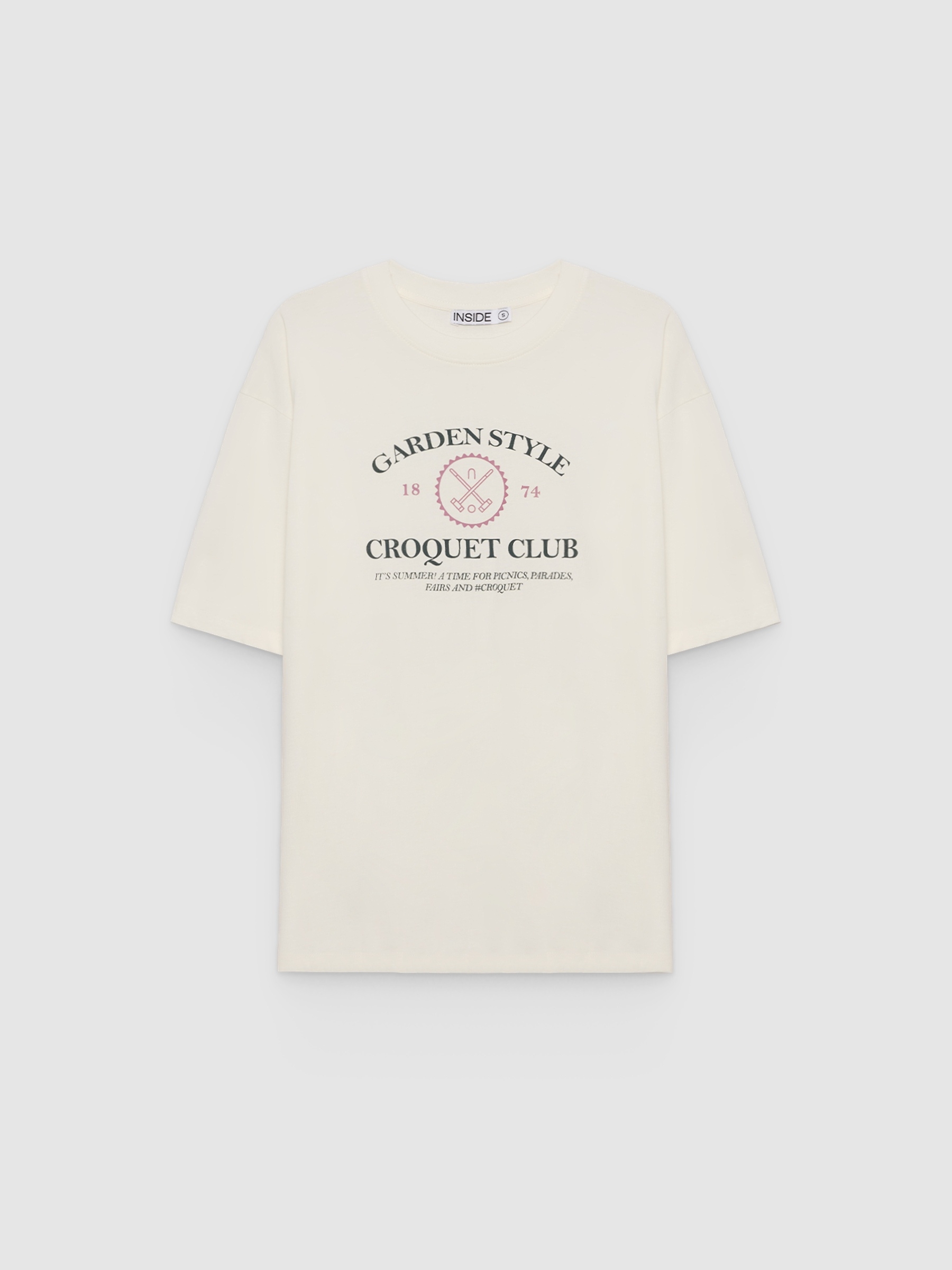 Camiseta Garden Style Oversize off white vista meia frontal