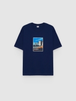 %Pto% Camiseta estampada Étretat azul vista frontal